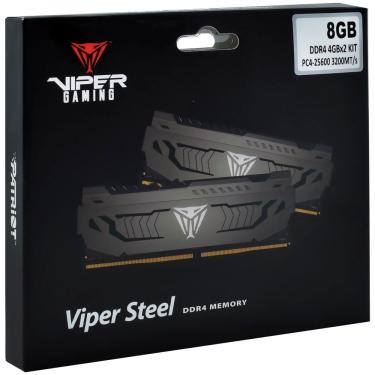 Imagem de Memória RAM Patriot Viper Steel DDR4 8GB (2x4GB) 3200MHz com Desempenho Confiável e Durabilidade Cinza PVS48G320C6K