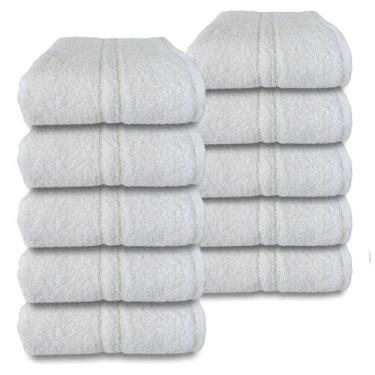 Imagem de Kit 10 Toalhas De Rosto Lufamar Basic 45x70 Pousada Hotel Cor:Branca, 