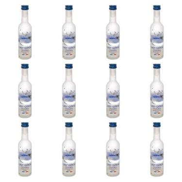 Imagem de Kit 12 Vodka Grey Goose Miniatura Original Garrafa Vidro 50ml
