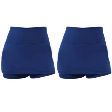 Imagem de Shorts Saia Suplex Estampada Ou Lisa Academia Ginastica, Azul-Azul, M
