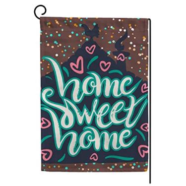 Imagem de TOPCARPENTER Home Sweet Home for Housewarming Double-sided Printed Garden House Sports Flag 30,48 x 45,72 cm Bandeiras Decorativas de Poliéster para Vaso de Jardim