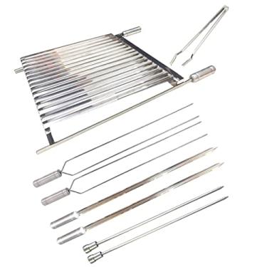 Imagem de Grelha Churrasco Parrilla Argentina 70x50 Inox Com 6 Espetos