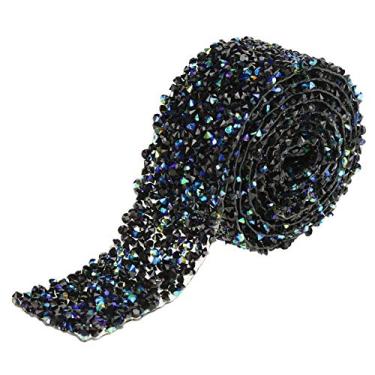 Imagem de (Black) - Diamond Rhinestone Mesh Ribbon,Diamond Mesh Wrap Roll Sparkle Crystal Rhinestone Ribbon Wedding Decoration(Black)