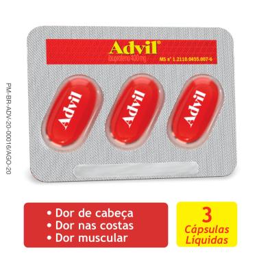 Imagem de Advil Extra Alivio Ibuprofeno 400mg 3 cápsulas 3 Cápsulas Líquidas