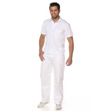 Imagem de Calça Branca Masculina com Cós Meio Elástico