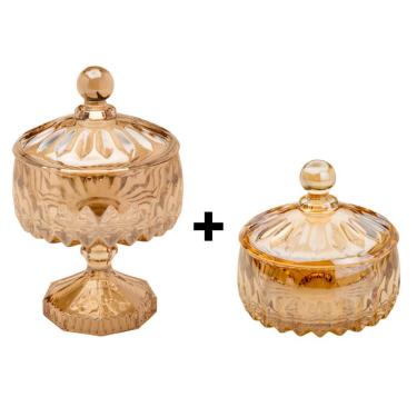 Imagem de Conjunto 2 Bombonieres de Cristal Louise Âmbar - Wolff