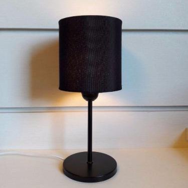 Imagem de Abajur Cabeceira para Quarto Cilíndrico Bivolt Preto Preto