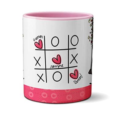 Imagem de Caneca Flork Namorados Fofos No Balanço O Amor Sempre Vence (Rosa)