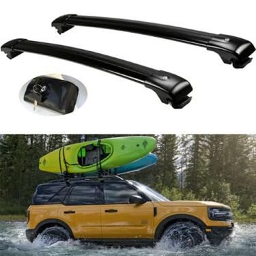 Imagem de 2 peças de rack ajustável de trilho de telhado bagagem, bagagem, bagagem, bagagem, barras transversais para Ford Bronco Sport 2021 2022 - preto