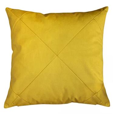 Imagem de Capa Almofada em Suede Costura Drapeada Baixa Texturizada 50x50 (Mostarda)