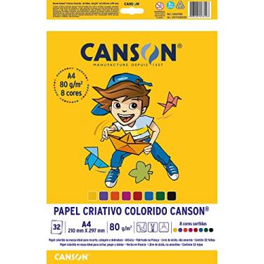 Imagem de CANSON Linha Escolar, 32 Folhas Soltas de Papel Colorido Criativo A4 de 80g/m² em 8 cores