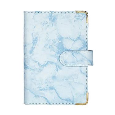 Imagem de A5 A6 Caderno de Estudante Agenda Log de Agenda Planejador de Caderno de Couro Falso Marmoreado Capa de Caderno, Azul com proteção, A5