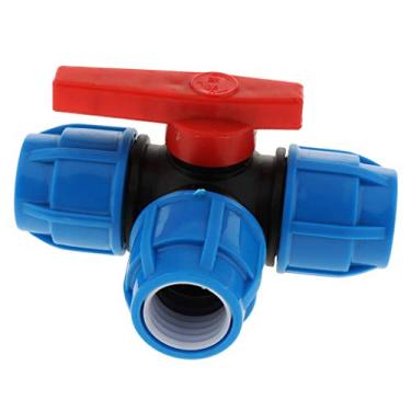 Imagem de Baoblaze Empurre Os Encaixes com Empuxo Pneumático Da Do T Do Válvula para PPR/PE/PVC, Núcleo de plástico de 32mm