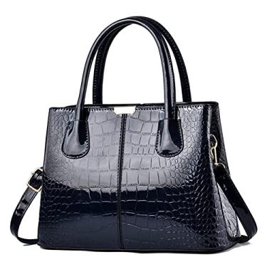 Imagem de Bolsa grande de couro para mulheres alça superior bolsa transversal padrão crocodilo bolsa de ombro bolsas tote, Azul