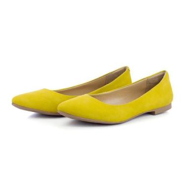 Imagem de Sapatilha Casual Feminina Em Couro Conforto Q&A Calçados Amarelo - Qa
