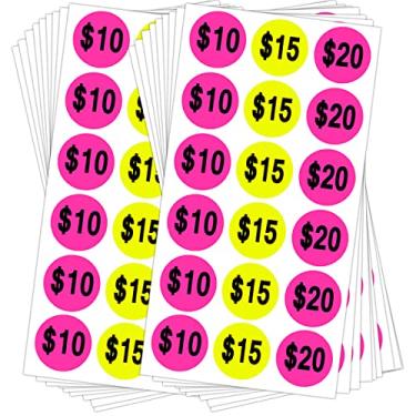 Imagem de Adesivos de preço rosa amarelo, etiquetas de venda de pontos circulares redondos fluorescentes de 2,5 cm, etiquetas adesivas de preços (500 peças)