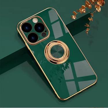 Imagem de Capa para celular iPhone 14 Pro Max com suporte de anel galvanizado cor sólida resistente a quedas capa fina para iPhone 11 12 13 Pro Max Mini XS X XR 7 8 Plus SE2 (iPhone13 Mini, verde)