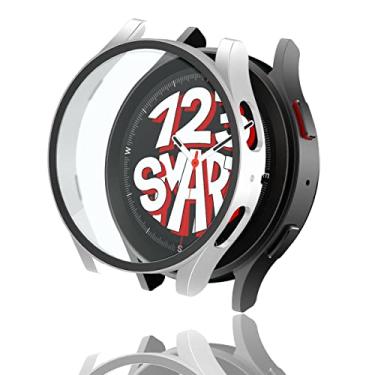 Imagem de Capa Case Bumper com Película de Vidro Marca 123Smart Compatível com Galaxy Watch5 Watch 5 Watch 6 e Watch 5 44mm - Prata