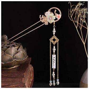 Imagem de RULEH Grampo de cabelo pernas Hanfu Grampo de cabelo de cristal, enfeite antigo, ornamento de cabelo chinês, acessórios de cabelo grampo de cabelo (Cor: OneColor, Tamanho: B1)