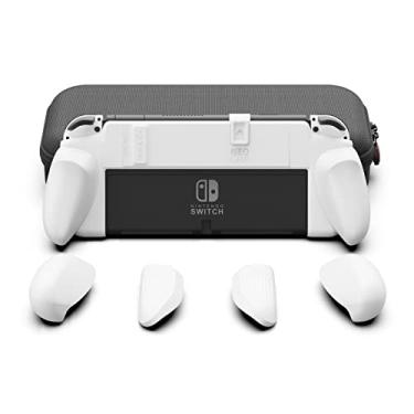Imagem de Skull & Co. NeoGrip Bundle for Nintendo Switch OLED and Regular Model: An Ergonomic Grip Hard Shell with Replaceable Grips [to fit All Hands Sizes] [with Carrying Case] - OLED Branco