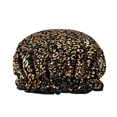 Imagem de Impressão Na Touca De Banho De Banho De Banheira Touca De Banho Com Faixa Elástica De Dupla Camada Reutilizável À Prova D'água Para Chuveiro De Salão De Spa Para Spa