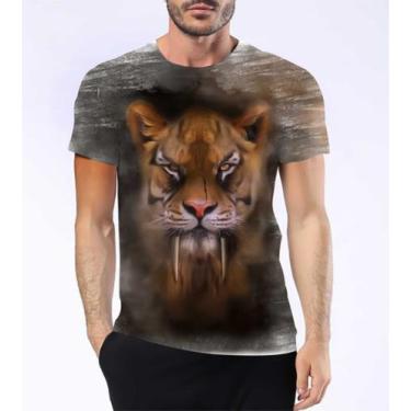 Imagem de Camisa Camiseta Tigre Dente De Sabre Smilodon Extinto Hd 5 - Estilo Kr