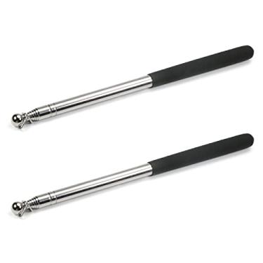 Imagem de Bettomshin 2 peças, ponteiro preto de 1,22 m para sala de aula, mastro de bandeira de guia de aço inoxidável, apresentação de escritório, bastão retrátil, guias de turismo de ponteiro de ensino