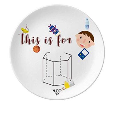 Imagem de Prato de porcelana com prisma hexagonal matemático geométrico para jantar redondo Prato menino homem