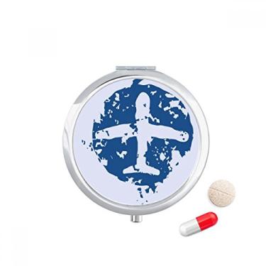 Imagem de Blue Plane Design Ilustration Pattern Pill Case Pocket Medicine Storage Box Recipiente Dispenser