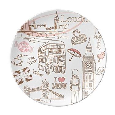 Imagem de I Love London Britain Big Ben Bus Prato Decorativo de Porcelana Salver Prato de Jantar