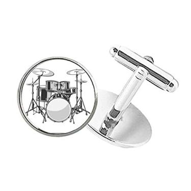 Imagem de DIYthinker Kit de bateria musical de música Ilustrate Energy Cufflinks de botão redondo