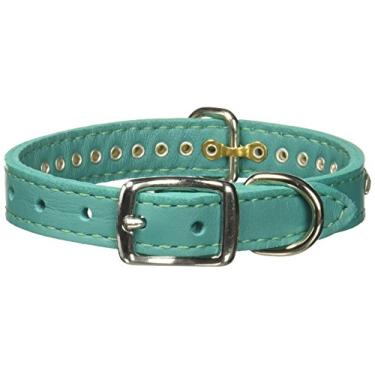 Imagem de OmniPet Coleira de couro de cristal para cães, couro de grão sólido jade, serve para pescoço de 19 a 24 cm