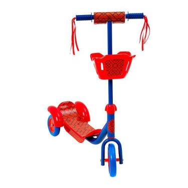 Imagem de Brinquedo Infantil Patinete De 3 Rodas Com Cestinho Azul E V - Bbr Toy