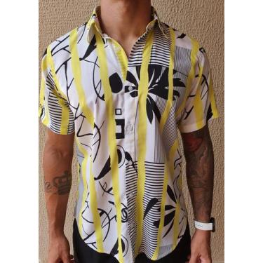 Imagem de Camisa De Crepe Viscose - Listras Amarelas - Fire Beach Wear