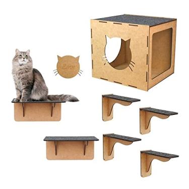 Imagem de Melhor Playground Gatos Mdf Kit Nicho Gato Arranhador Prateleiras Ponte e Degraus - Seguro e Resistente 9 peças 8 peças 7 peças