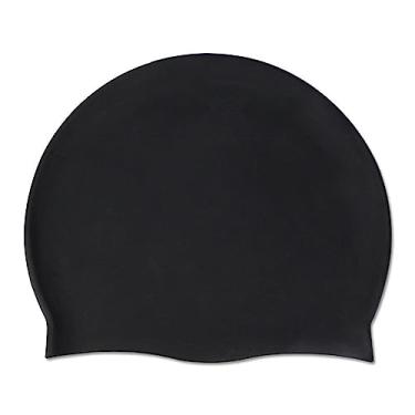 Imagem de Dressnu Touca de natação de silicone para adultos, preta, tamanho único