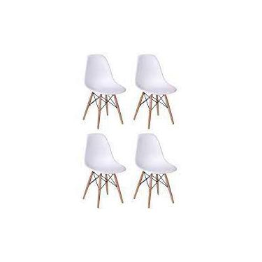 Imagem de Kit 4 Cadeiras Eiffel Eames Dsw Branco Base Madeira - Universal Mix