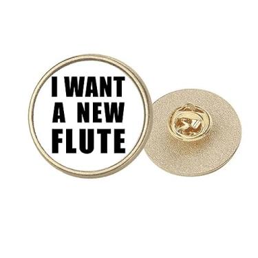 Imagem de I Want A New Flute Art Deco Fashion Round Metal Dourado Broche Clip, Medium, não aplicar