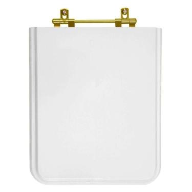 Imagem de Assento Sanitário Poliester Square Branco com ferragem Dourada para vaso Incepa Cidamar