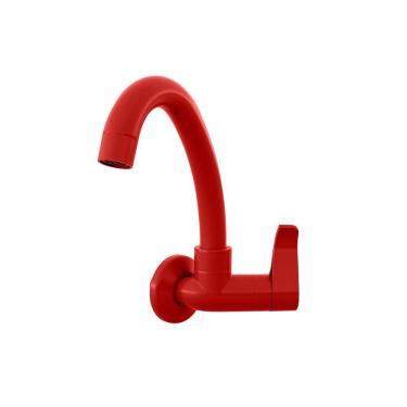 Imagem de Torneira Bica Movel Parede Cozinha Luxo Vermelha Socel 