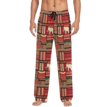Imagem de CHIFIGNO Calças de pijama masculinas divertidas calças de pijama masculinas pijamas para presentes de dia dos namorados, Tema Animal Tribal, M