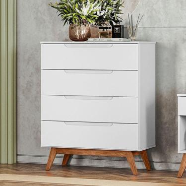 Imagem de Cômoda Solteiro Retrô 4 Gavetas Alpi Branco