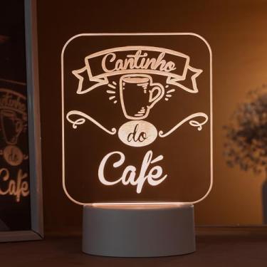 Imagem de Luminária led 3d, abajur de mesa- "Cantinho do Café"- frases
