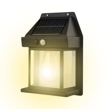 Imagem de Luminária Solar Externa Potente Arandela Energia Solar, Lâmpada Vintage com Sensor e Acendimento Automático, Ideal para Decoração e Iluminação de Ambientes Externos, Impermeável