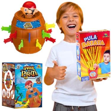 Imagem de Kit jogos infantil pedagogicos educativos Barril Pula Pirata presente brinquedo criança 5 anos Jogos de tabuleiros + Pula Batata Brinquedos para menino menina