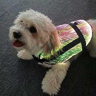 Imagem de Roupas luminosas coloridas RGB para cães de estimação, colete ajustável Arnês de fibra óptica brilhante Roupas para animais de estimação Arnês de fibra óptica para cães ajustável Colete acol