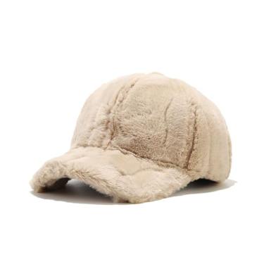 Imagem de Boné de inverno chapéu de pele de coelho sintético masculino feminino boné de beisebol masculino para mulheres boné de beisebol para homens, Caqui, G