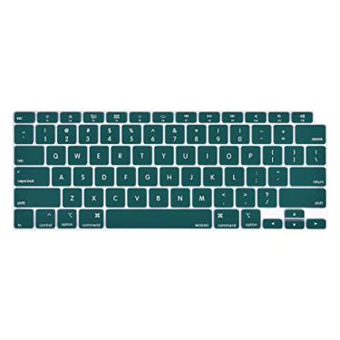 Imagem de Capa de teclado MOSISO compatível apenas com MacBook Air de 13 polegadas, versão 2020, A2337 M1 A2179, teclado mágico retroiluminado com tela retina e ID sensível ao toque, película protetora de silicone impermeável, azul-petróleo profundo