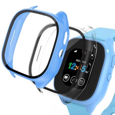 Imagem de [Pacote com 2] Capa compatível com Gizmo Watch 3 protetor de tela para crianças, capa protetora geral de policarbonato rígido, acessórios de capa de vidro temperado compatível com Verizon Gizmo Watch 3, transparente + azul