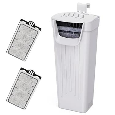 Imagem de Moonorange Filtro de aquário (3,5 W), filtro de tanque de peixes, filtro de baixa água para aquário pequeno e tanque de tartaruga, para tanque de répteis de até 39 litros, com 2 cartuchos (branco)